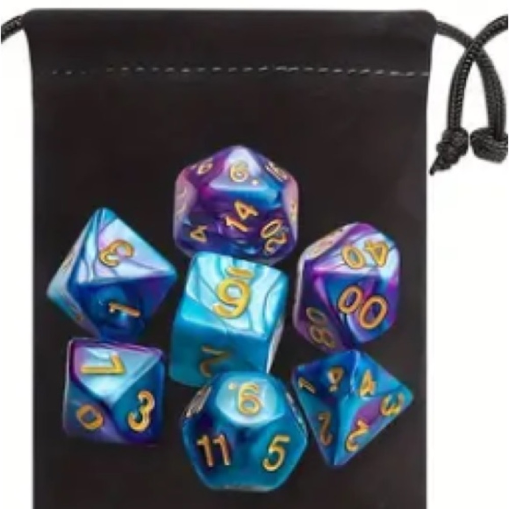 Game Dice in Two Tone Blue & Purple
